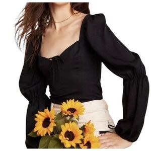 New‎ Lani The Label Top Women's XS Black Long sleeve Crop Gothic Zip